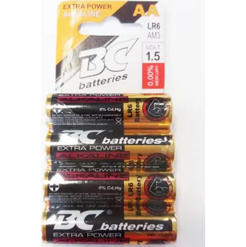 Baterie tužková AA alkalická 1,5V balené na blistru po 4ks - cena za balení