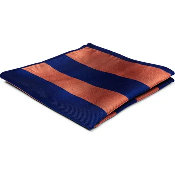 Látkový kapesník Navy hedvábný kapesníček do saka s oranžovými proužky - Trendhim