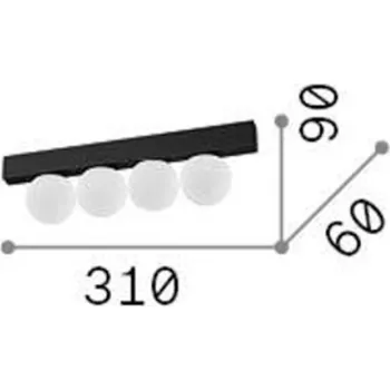 Ideallux Ideal Lux LED stropní svítidlo Ping Pong černé 4 světla, opálové sklo černá, opálově bílá 4 x 3 W LED - Doprava zdarma