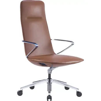 AURA LUX - AL, křeslo kancelářské, kříž ALU, hnědá kůže