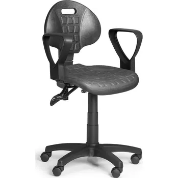 Pracovní židle PUR - asynchronní mechanika, univerzální kolečka, černá