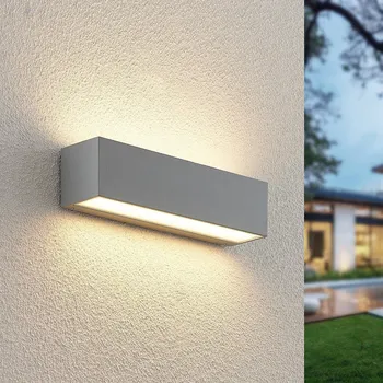 Venkovní osvětlení Nástěnné svítidlo Lucande LED Lengo, 25 cm, stříbrné, 2 světla, IP65 stříbro LED 18 W celkem - Doprava zdarma