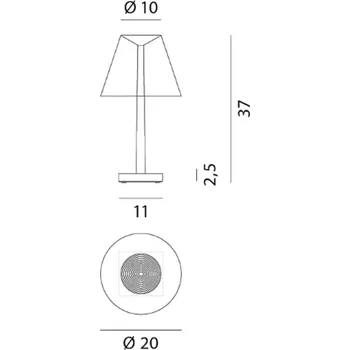 Lampička Rotaliana Dina T1 LED stolní lampa bílá/černá - stínidlo - Ø horní 10 cm, výška 15 cm; noha - délka 11 cm, šířka 11 cm, výška 2,5 cm bílá, černá LED celkem 8,2 W - Doprava zdarma