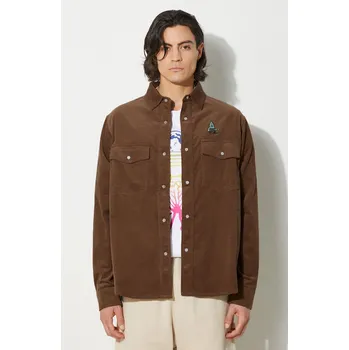 Manšestrová košile ICECREAM Needle Cord Shirt, L, hnědá, 88X