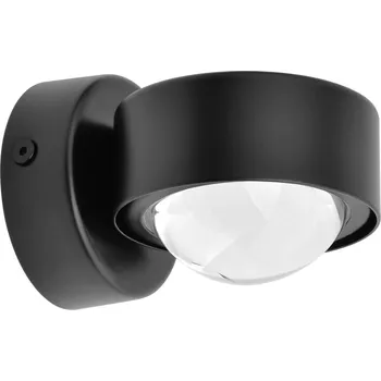 Lampička Nástěnný reflektor Lindby Jyla, černý, 4 200 K, dolů, čočka - Nástěnný držák - Ø 7 cm, výstupek 2,5 cm; stínítko - Ø 8 cm, výška 3,4 cm; žárovka - Ø 7,5 cm, výška 4,1 cm černá 1 x 4,8 W LED