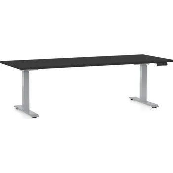 Psací stůl Výškově nastavitelný stůl OfficeTech D, 200 x 80 cm, šedá podnož, černá