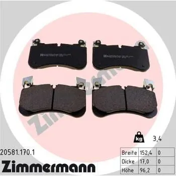 Brzdová destička Sada brzdových destiček, kotoučová brzda ZIMMERMANN 20581.170.1