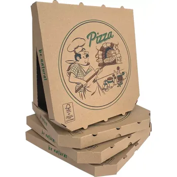 Jednorázové nádobí Krabice na pizzu A 32x32x3 hnědo- hnědá (kraft) - univerzální potisk 100ks balík (100 ks)