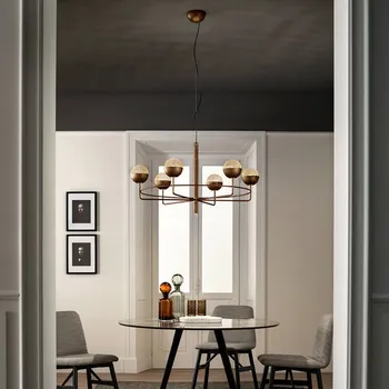 Lampička Masiero Iglù Kulatý lustr LED, sedm světel mosaz patinovaná, zlato LED 26,6 W celkem - Doprava zdarma