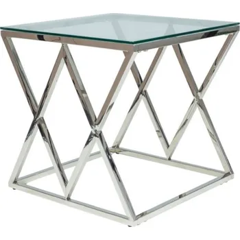 Konferenční stolek Konferenční stolek Zegna čtvercový, čirá / stříbrná