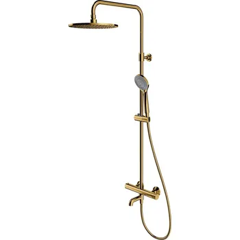 Sprchový set Omnires Y vanová sada se sprchou na stěnu s termostatem s dešťovou sprchou zlatá Y1234ALGL