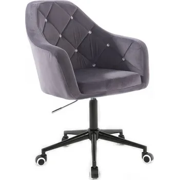 LuxuryForm DESIGN Kosmetické křeslo ROMA VELUR na černé podstavě s kolečky - tmavě šedé