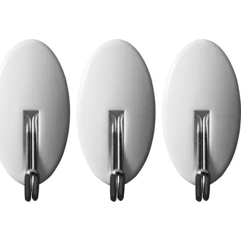 Koupelnový nábytek Háčky nástěnné samolepící 3ks ovál, kov. nosn. 0,8kg Vorel TO-74751