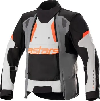 Moto bunda Bunda na motorku Alpinestars Halo Drystar světle šedo-tmavě šedo-černo-fluo červená M