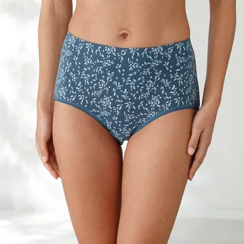 Kalhotky Blancheporte Sada 7 kalhotek maxi s vysokým pasem, modrých a s potiskem pampelišky nám. modrá/modrá 38/40