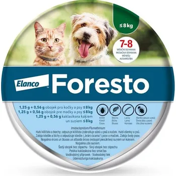 Antiparazitikum pro psa Foresto 1,25g+0,56g obojek pro kočky a psy do 8kg obojek 1ks 38 cm