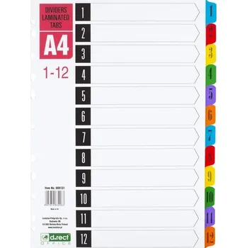d.rect Rejstříky D.RECT, laminované indexy, A4, 1-12 PL12