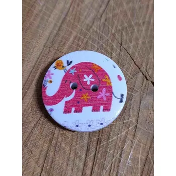 Knoflík Dřevěný dekorační knoflík slon pink