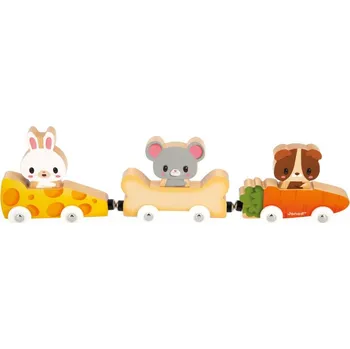 Dřevěná hračka Dřevěný magnetický vláček a domácí zvířátka