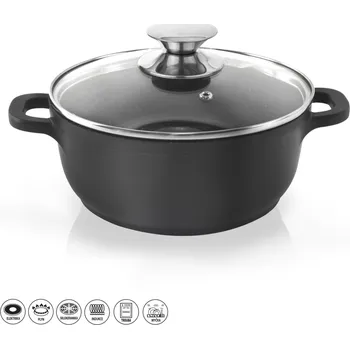 Hrnec Hrnec GRANDE skleněná poklice černý mramor objem 2,3 l 2,3 l