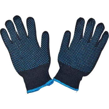 Pracovní rukavice Pracovní rukavice šité z bavlny s protiskluzovými terčíky z PVC, velikost 7, modrá/modrá