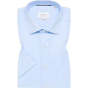 Pánská košile Košile Eterna Modern Fit Twill s krátkým rukávem neprůhledná modrá velikost: 48, délka rukávu: krátký rukáv