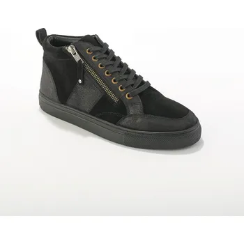 Dámské tenisky Kotníkové tenisky se zipem, kůže a kožená useň černá 38