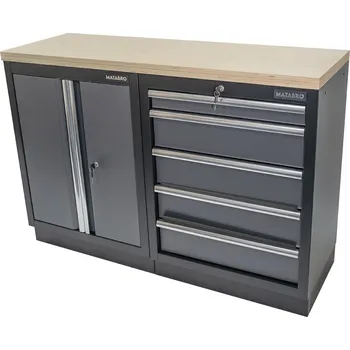 Matabro AKČNÍ SET Dílenská skříňka MB-TGC1305 a MB-TGC1300 s dřevěnou pracovní deskou MB-TGW53
