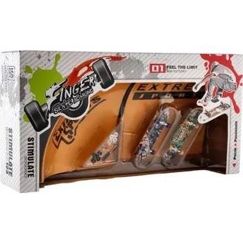 fingerboard Teddies Skateboard prstový šroubovací s rampou a doplňky 10 cm 2 ks