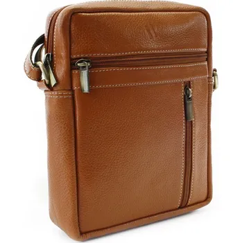Kabelka Arwel Světle hnědý pánský kožený zipový crossbag 215-1218-05