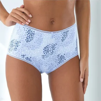 Kalhotky Blancheporte Kalhotky maxi s motivem kytiček, bavlna, sada 4 ks modrá/džínová 50/52