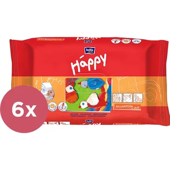 Hygienický ubrousek 6x BELLA HAPPY BABY Vlhčené ubrousky s vitamínem E 64 ks