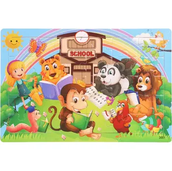 Puzzle Dřevěné puzzle pro nejmenší (L-30ks) - ŠKOLA (Značka: DDWE)