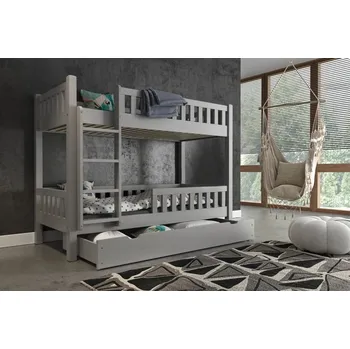 Postel Patrová postel Matyas šedá 90x200 cm + 2 zásuvky + rošty ZDARMA