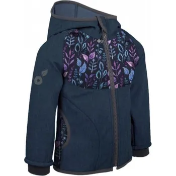 Dívčí bunda Unuo (ušito v ČR) Dívčí softshellová bunda s fleecem Unuo vel. 104/110-134/140 tmavě modrá lístečky