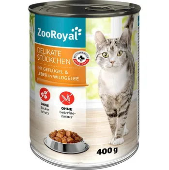 Krmivo pro kočku ZooRoyal delikátní kousky drůbežího masa a jater 12 × 400 g