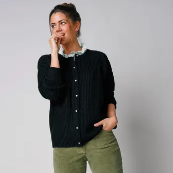 Dámský svetr Blancheporte Propínací svetr s perleťovými knoflíčky černá 38/40