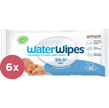 Hygienický ubrousek 6x WATERWIPES Vlhčené obrousky bez obsahu plastů 60 ks ( 360 ks )
