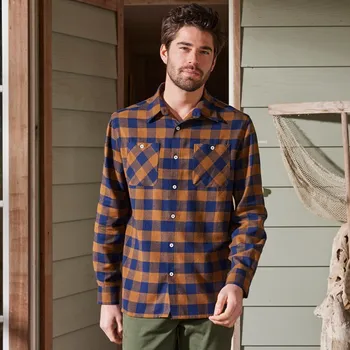 Pánské oblečení Blancheporte Flanelová kostkovaná košile měděná/nám. modrá 4XL