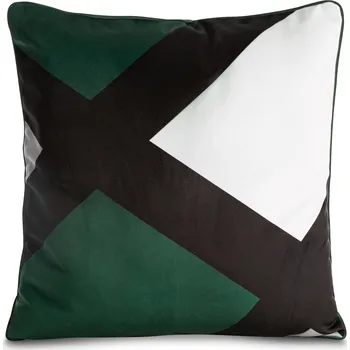 Povlečení Velurový povlak na polštář zelený, černo-bílý vzor 60x60 cm