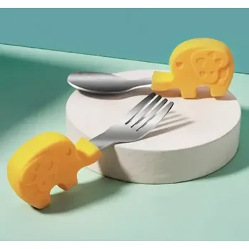 Příbor Příbor pro nejmenší (KLASIK) - SLONÍK - ŽLUTÝ (Značka: HIBOBI)