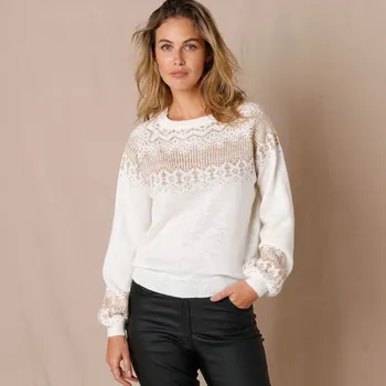 Dámské oblečení Blancheporte Pulovr s měděným žakárovým vzorem režná/měděná 50