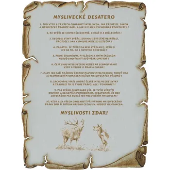 Desatero pro myslivce č.708 - Desatero pro myslivce pergamen z překližky