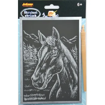Výtvárné potřeby Škrabací obrázek - stříbrný A5 - kůň, cena za jeden ks, v boxu 24 ks