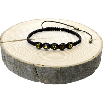 Náramek WUX Macrame s textem zlaté písmo VELIKOST NÁRAMKU: Pánská....18cm, BARVA PROVÁZKU: Zelená Tmavá, PRŮMĚR PROVÁZKU: Ø 1mm