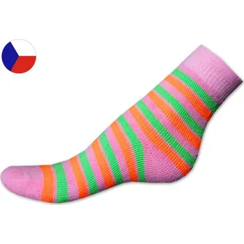 Pánské ponožky Dětské froté ponožky Proužky růžové 29/30