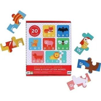 Hrací kostka Petit Collage Moje první hláskování puzzle se zvířátky