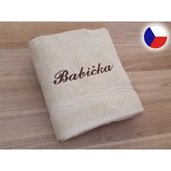 Ručník Povlečení Plus Ručník s výšivkou BABIČKA 50x100 béžový