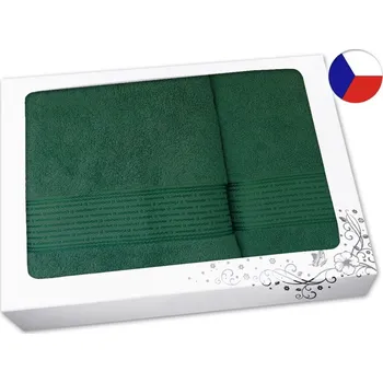 Ručník Dárková sada ručníku a osušky PROUŽEK tmavě zelený