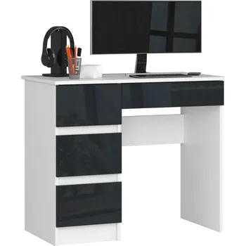 Dětská skříň Počítačový stůl A7 levá bílá/grafit lesk